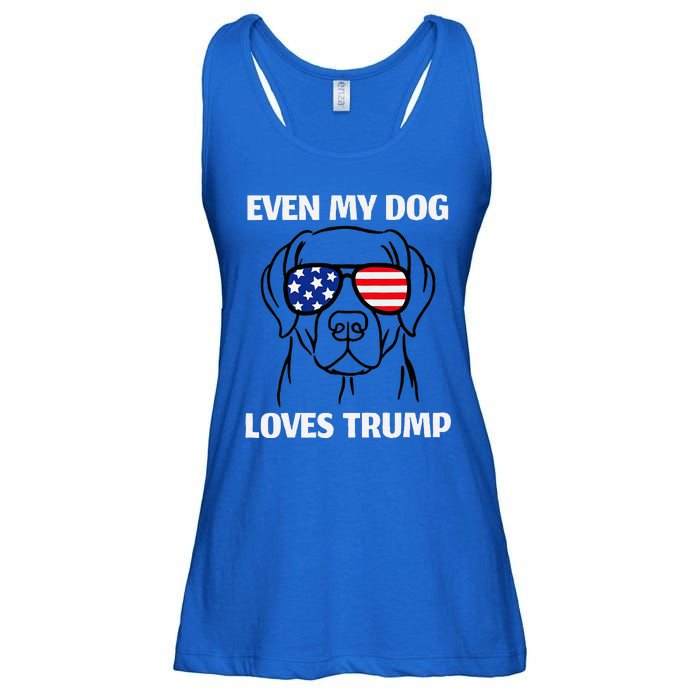 Even My Dog Loves Trump Labrador With Usa Flag Sunglasses Ladies Essential Flowy Tank