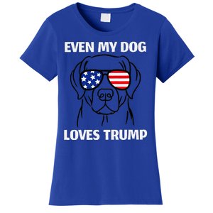 Even My Dog Loves Trump Labrador With Usa Flag Sunglasses Women's T-Shirt