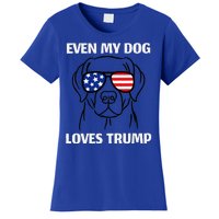 Even My Dog Loves Trump Labrador With Usa Flag Sunglasses Women's T-Shirt