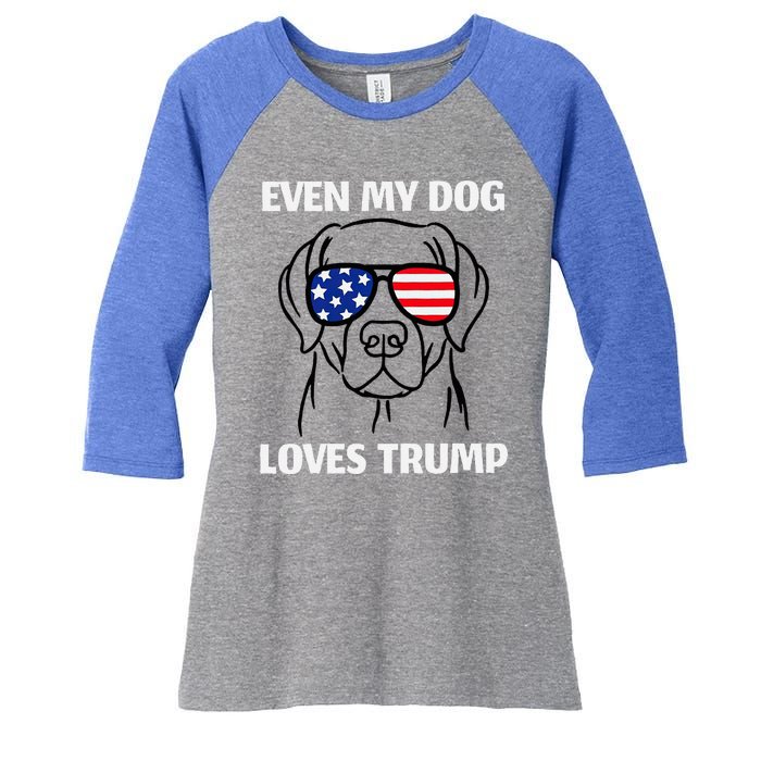 Even My Dog Loves Trump Labrador With Usa Flag Sunglasses Women's Tri-Blend 3/4-Sleeve Raglan Shirt