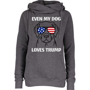 Even My Dog Loves Trump Labrador With Usa Flag Sunglasses Womens Funnel Neck Pullover Hood