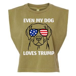 Even My Dog Loves Trump Labrador With Usa Flag Sunglasses Garment-Dyed Women's Muscle Tee