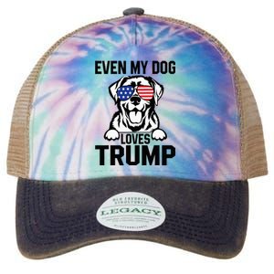 Even My Dog Loves Trump Labrador Dog Sunglasses Usa Flag Legacy Tie Dye Trucker Hat