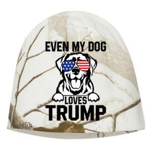 Even My Dog Loves Trump Labrador Dog Sunglasses Usa Flag Kati - Camo Knit Beanie