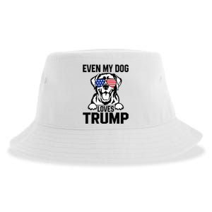 Even My Dog Loves Trump Labrador Dog Sunglasses Usa Flag Sustainable Bucket Hat