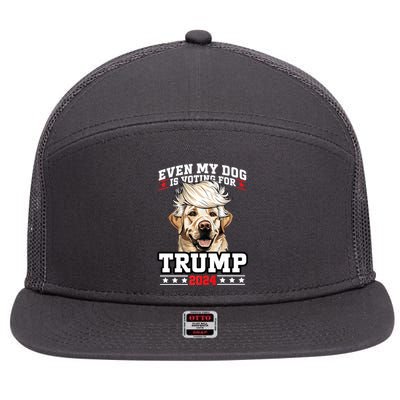 Even My Dog Is Voting For Trump 2024 7 Panel Mesh Trucker Snapback Hat