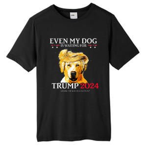 Even My Dog Is Waiting For Trump 2024 Funny Dog Trump Hair Tall Fusion ChromaSoft Performance T-Shirt