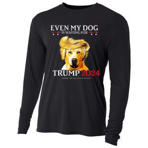 Even My Dog Is Waiting For Trump 2024 Funny Dog Trump Hair Cooling Performance Long Sleeve Crew