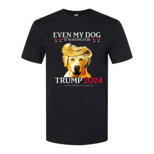 Even My Dog Is Waiting For Trump 2024 Funny Dog Trump Hair Softstyle CVC T-Shirt