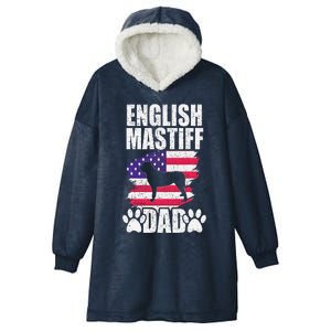 English Mastiff Dad Dog Lover American Us Flag Hooded Wearable Blanket