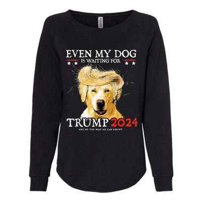 Even My Dog Is Waiting For Trump 2024 Funny Dog Womens California Wash Sweatshirt