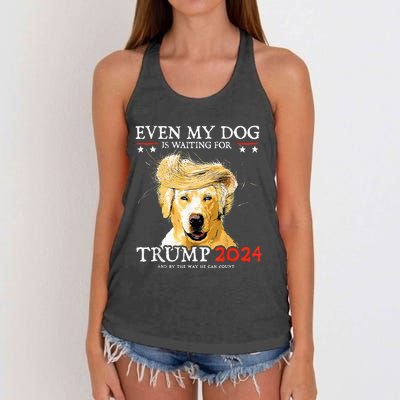 Even My Dog Is Waiting For Trump 2024 Funny Dog Women's Knotted Racerback Tank