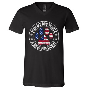 Even My Dog Wants A New President Dog Paw V-Neck T-Shirt