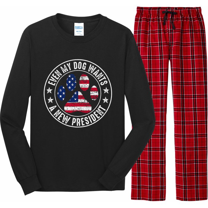 Even My Dog Wants A New President Dog Paw Long Sleeve Pajama Set