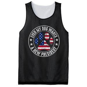 Even My Dog Wants A New President Dog Paw Mesh Reversible Basketball Jersey Tank