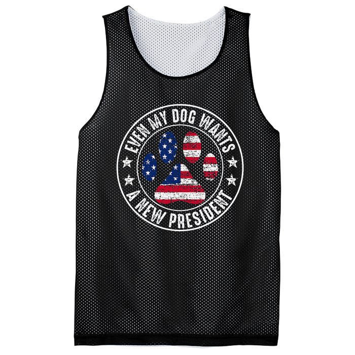 Even My Dog Wants A New President Dog Paw Mesh Reversible Basketball Jersey Tank