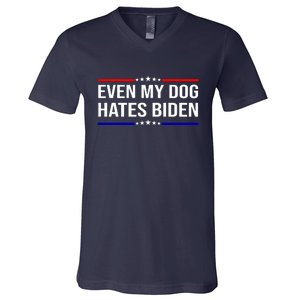 Even My Dog Hates Biden Funny Anti Biden FJB V-Neck T-Shirt