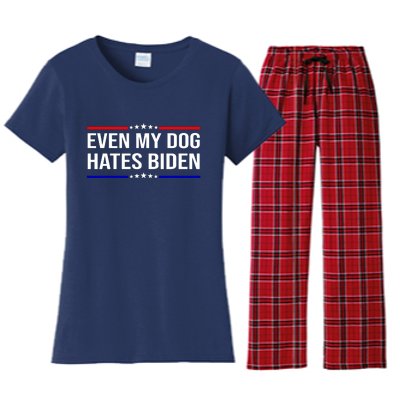 Even My Dog Hates Biden Funny Anti Biden FJB Women's Flannel Pajama Set