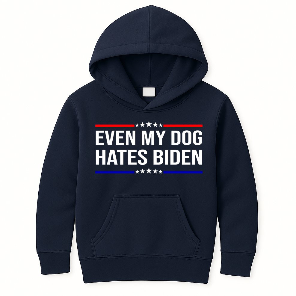 Even My Dog Hates Biden Funny Anti Biden FJB Kids Hoodie
