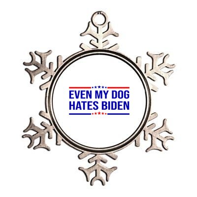 Even My Dog Hates Biden Funny Anti Biden FJB Metallic Star Ornament