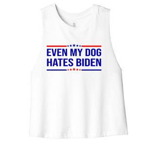 Even My Dog Hates Biden Funny Anti Biden FJB Women's Racerback Cropped Tank