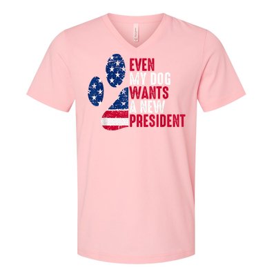 Even My Dog Wants A New President Dog Paw V-Neck T-Shirt