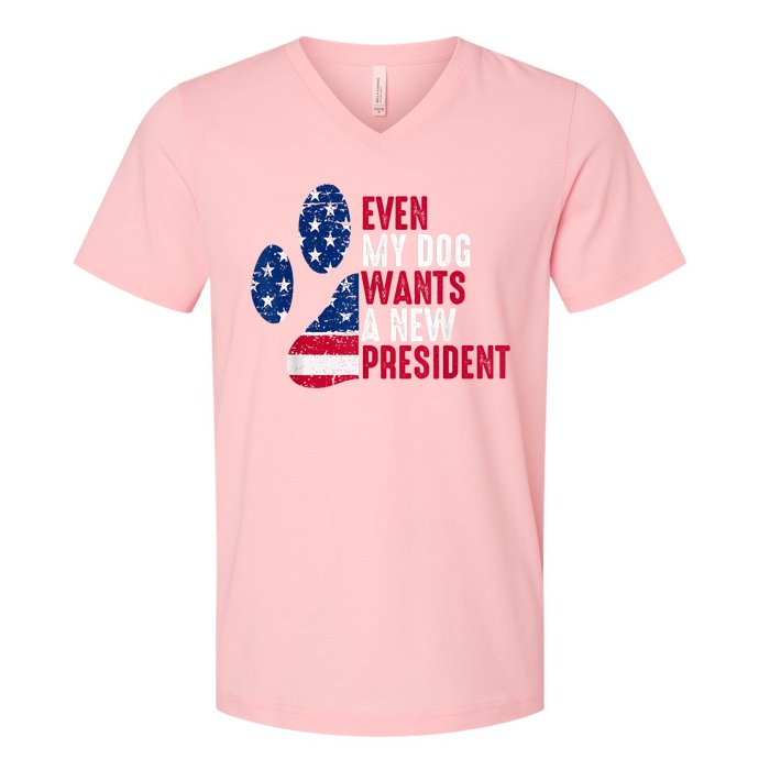 Even My Dog Wants A New President Dog Paw V-Neck T-Shirt