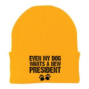 Even My Dog Wants A New President Funny Dog Paw Gift Knit Cap Winter Beanie