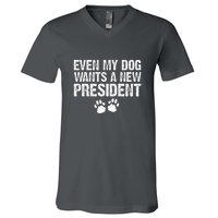 Even My Dog Wants A New President Funny Dog Paw Gift V-Neck T-Shirt