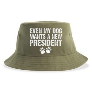 Even My Dog Wants A New President Funny Dog Paw Gift Sustainable Bucket Hat