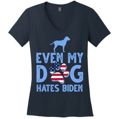 Even My Dog Hates Biden Women's V-Neck T-Shirt