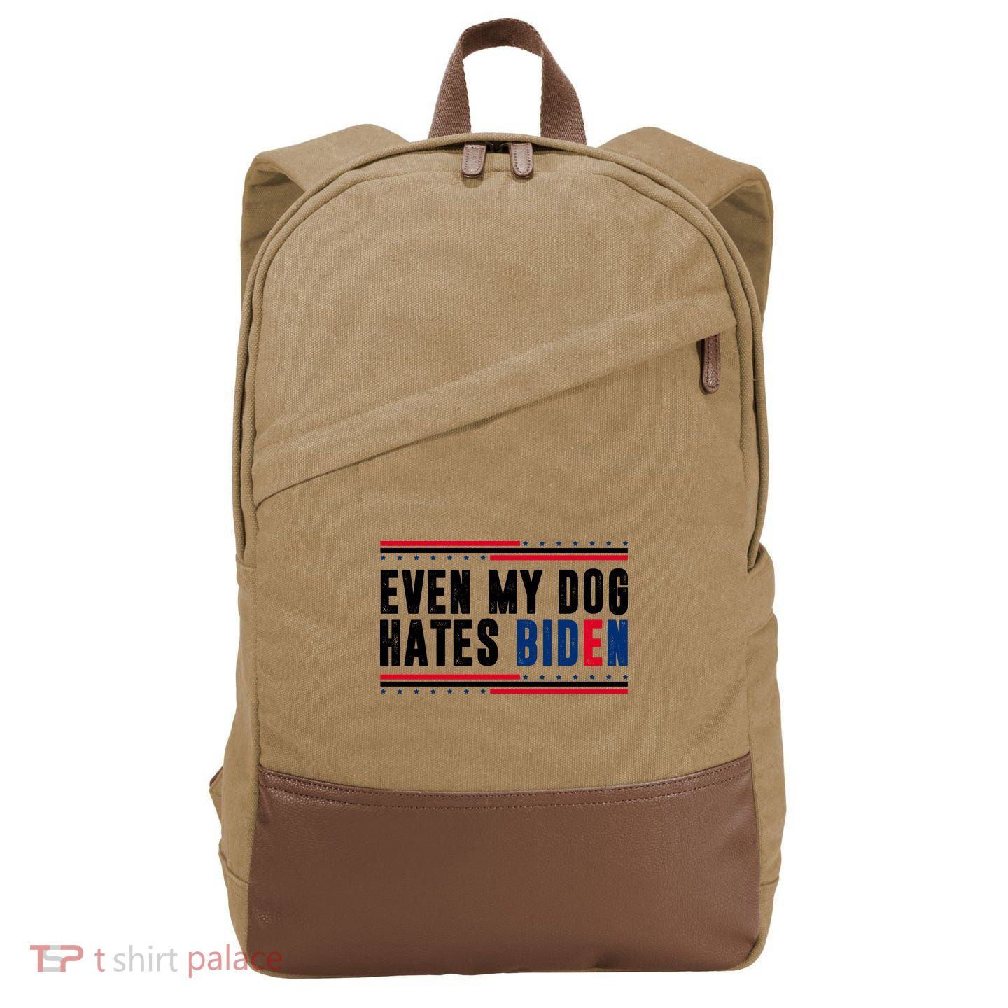 Even My Dog Hates Biden Funny Cotton Canvas Backpack