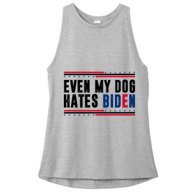 Even My Dog Hates Biden Funny Ladies PosiCharge Tri-Blend Wicking Tank