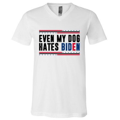 Even My Dog Hates Biden Funny V-Neck T-Shirt