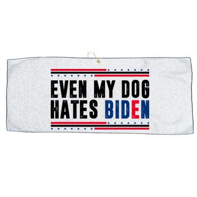 Even My Dog Hates Biden Funny Large Microfiber Waffle Golf Towel