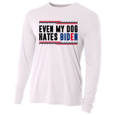 Even My Dog Hates Biden Funny Cooling Performance Long Sleeve Crew