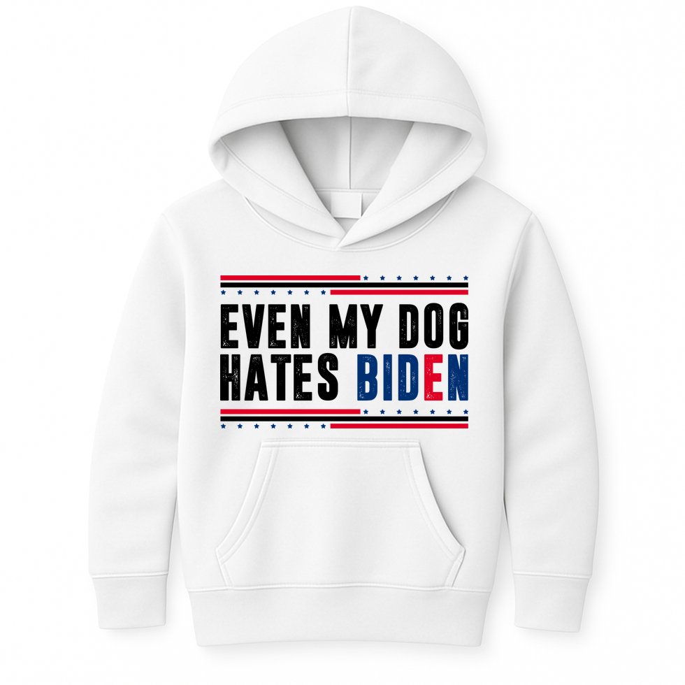 Even My Dog Hates Biden Funny Kids Hoodie