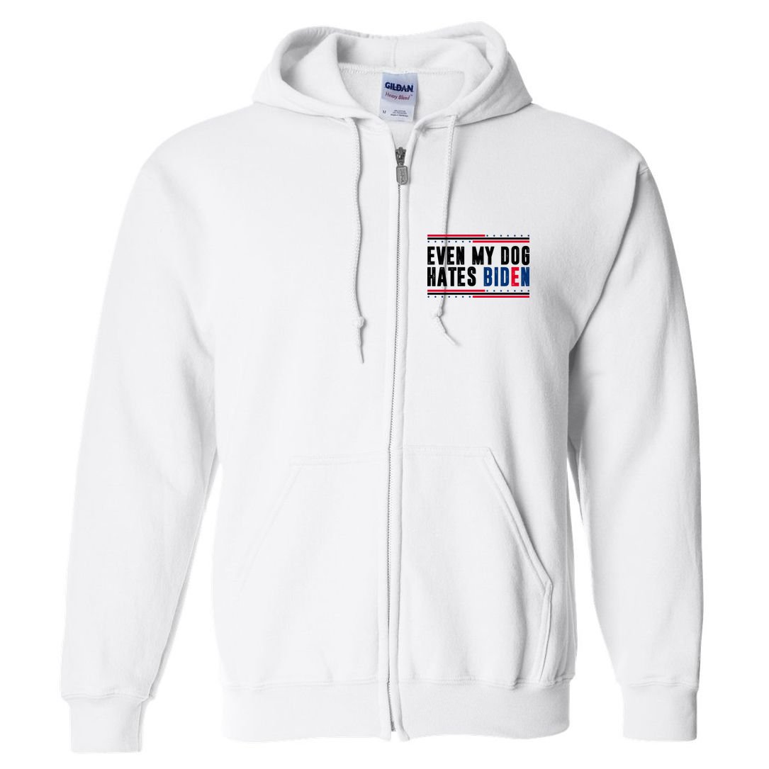 Even My Dog Hates Biden Funny Full Zip Hoodie