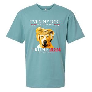 Even My Dog Is Waiting For Trump 2024  Sueded Cloud Jersey T-Shirt