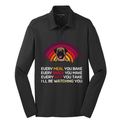 English Mastiff Dog Ill Be Watching You Lover Fathers Day Silk Touch Performance Long Sleeve Polo