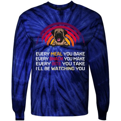 English Mastiff Dog Ill Be Watching You Lover Fathers Day Tie-Dye Long Sleeve Shirt