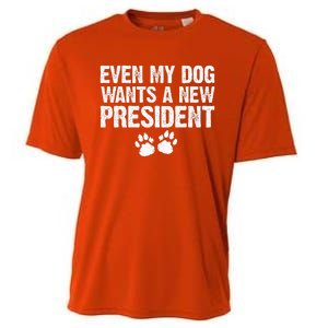 Even My Dog Want A New President Funny Dog Paw Cooling Performance Crew T-Shirt