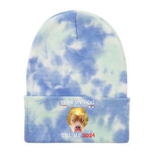 Even My Dog Is Waiting For Trump 2024 Gift Tie Dye 12in Knit Beanie