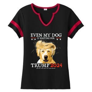 Even My Dog Is Waiting For Trump 2024 Ladies Halftime Notch Neck Tee