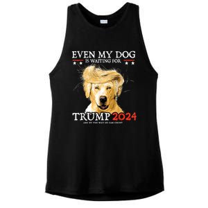 Even My Dog Is Waiting For Trump 2024 Ladies PosiCharge Tri-Blend Wicking Tank