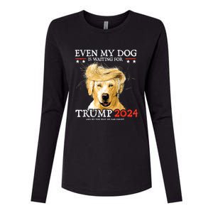 Even My Dog Is Waiting For Trump 2024 Womens Cotton Relaxed Long Sleeve T-Shirt