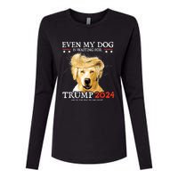 Even My Dog Is Waiting For Trump 2024 Womens Cotton Relaxed Long Sleeve T-Shirt