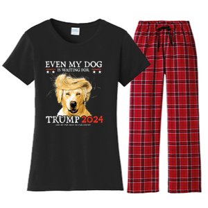 Even My Dog Is Waiting For Trump 2024 Women's Flannel Pajama Set