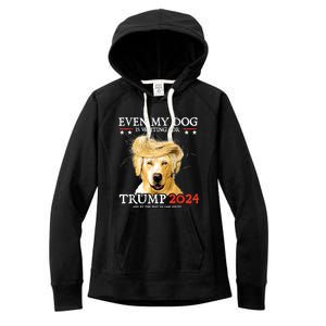 Even My Dog Is Waiting For Trump 2024 Women's Fleece Hoodie