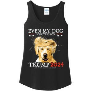 Even My Dog Is Waiting For Trump 2024 Ladies Essential Tank